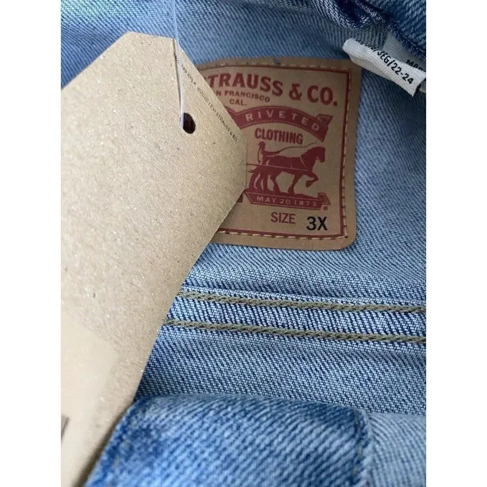 Levi's Women's Plus Size Sz 3X Original Trucker‎ Jacket Denim Medium Wash New